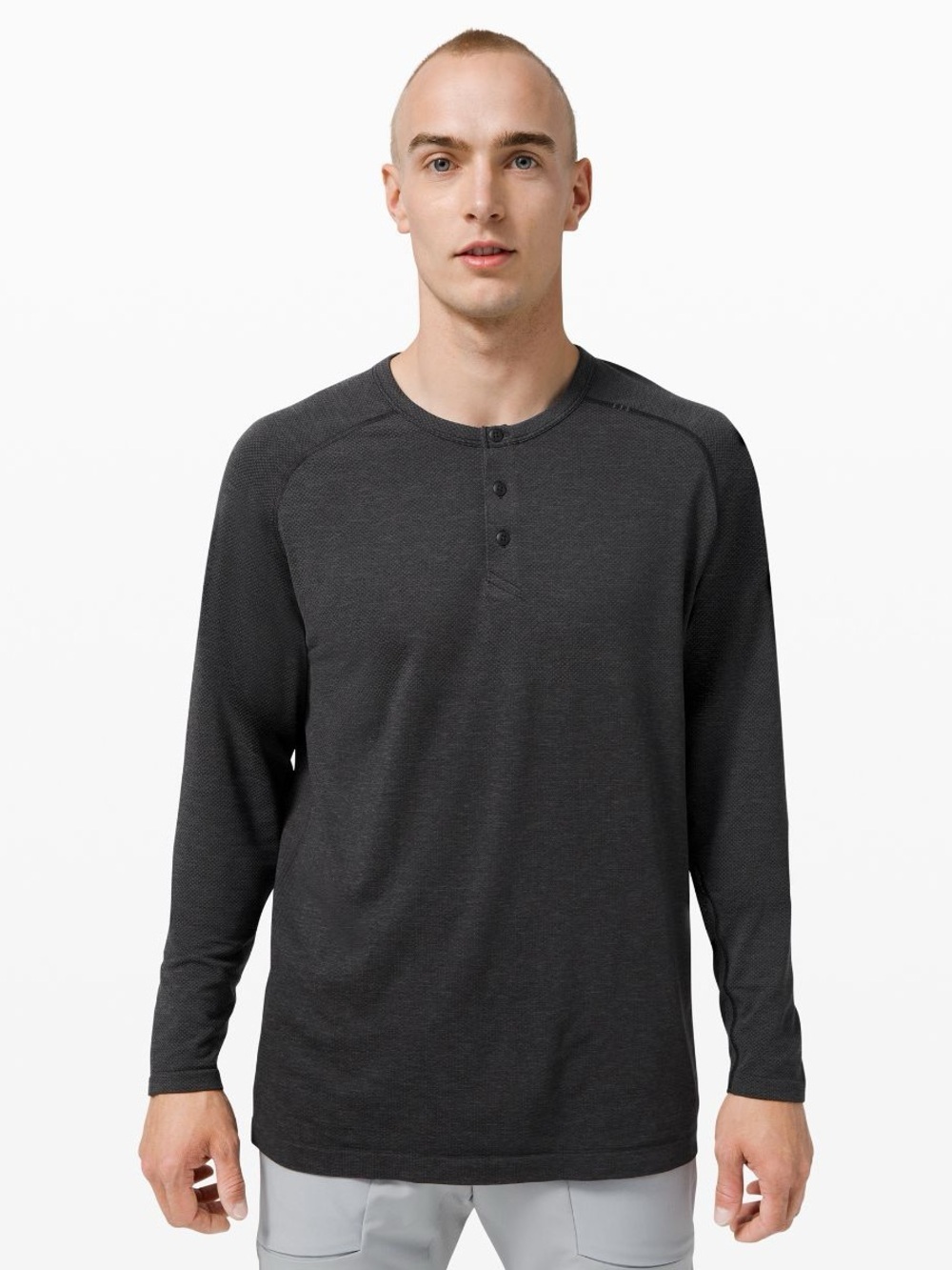 Lululemon Metal Vent Tech LS Henley 2.0 Long Sleeve Running Training Shirt Gray